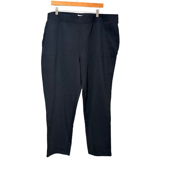 Susan Graver Pants - Susan Graver Weekend Black Fleece Straight Leg Pull On Pants Womens 2X Plus Size